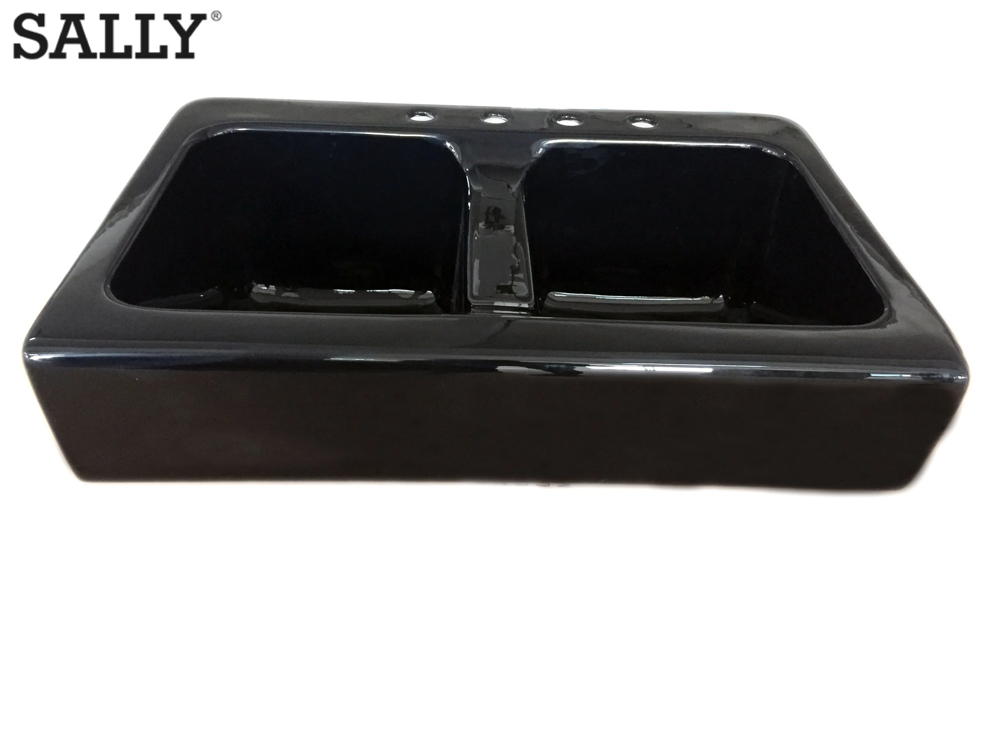 Sleek Modern Black Double Bowl Vanity Sink for Laundry