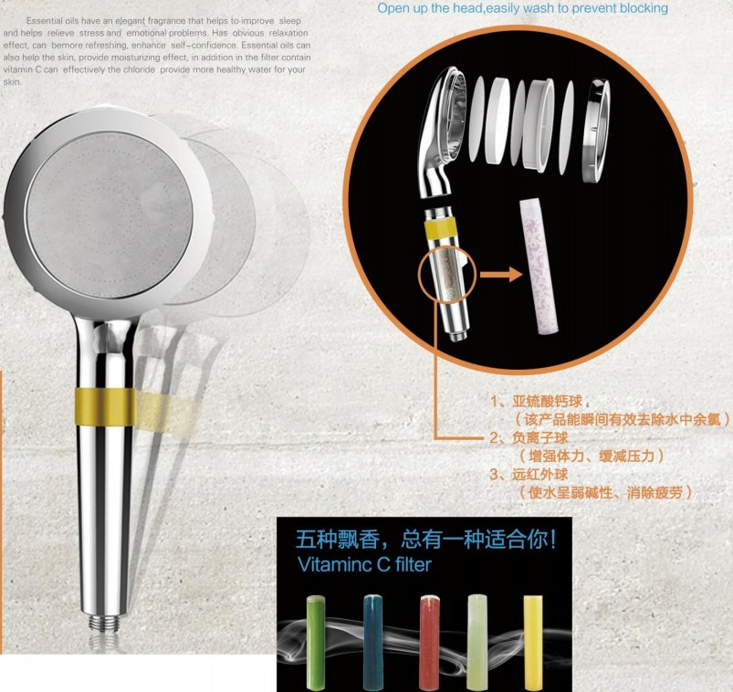 3 Functions High Pressure Sanitary Ware Bathroom Toilet Best Filter Healthy Bath Shower Head Handheld Hand Shower with Removable Ceramic Vitamin Filter