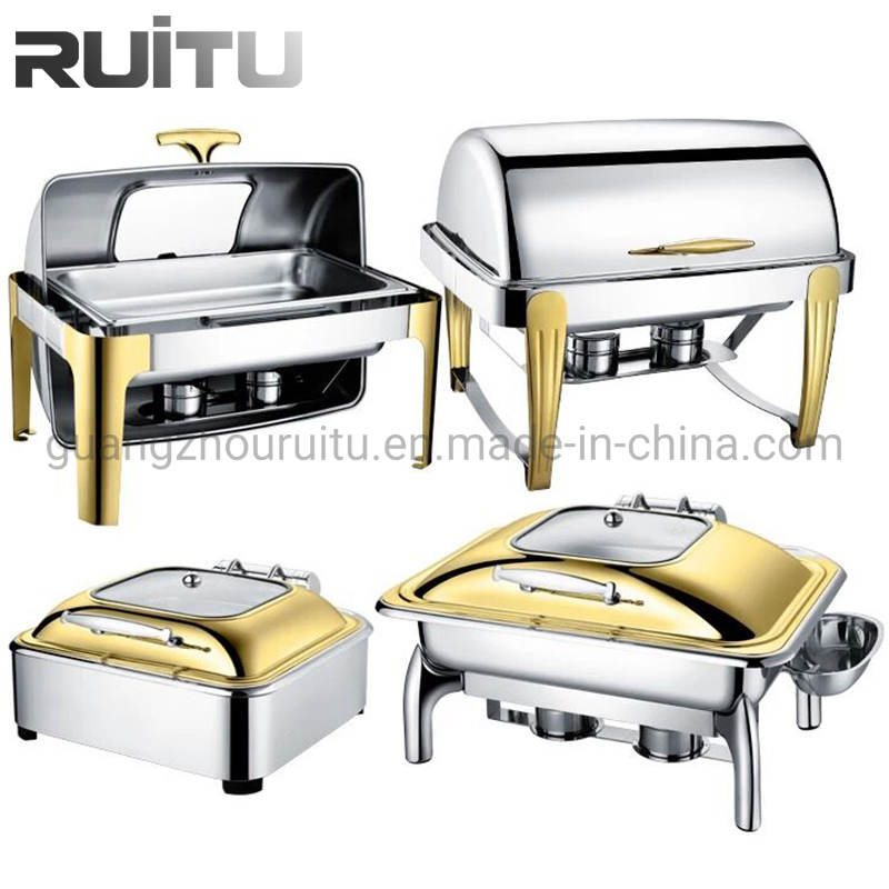 9 Quart Liters Chafer PARA Gelled Fuel Electric Oblong Golden Chauffandises Chafing Dish Buffet Server 	Saving Dish Chafing Food Warmer Chaffing Dishes Gold