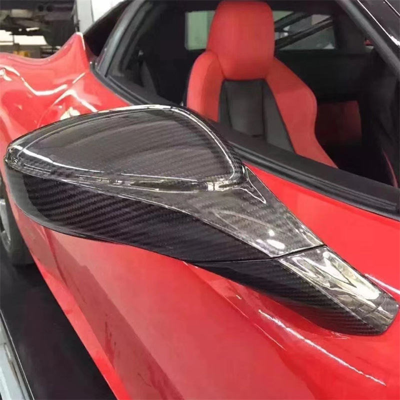 Накладки на зеркала Ferrari F8 из сухого карбона (OEM-стиль)