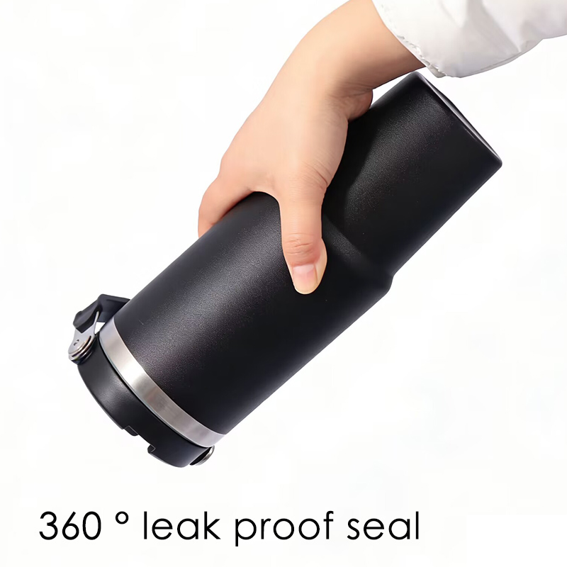 Foska Good Quality 900ml Stainless Steel Sport Water Bottles Black Hot Water Cup for Daily Use