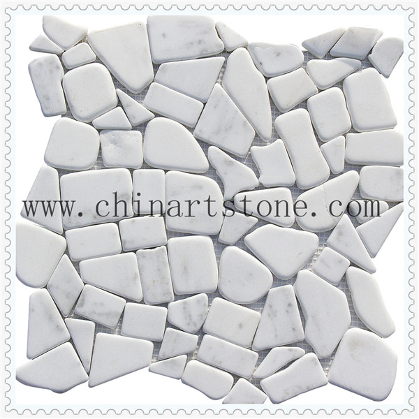 China White Carrara Fan /Round Marble Granite Stone Pattern Mosaic