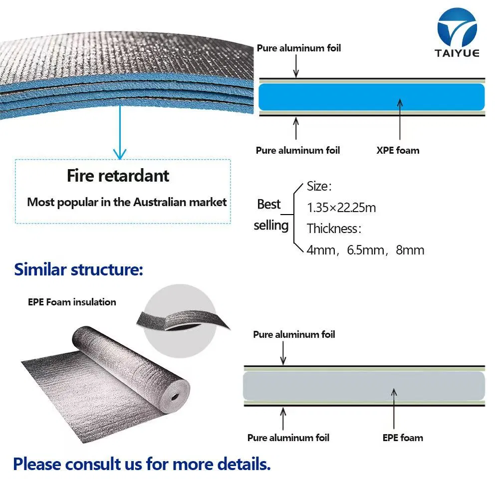 Factory Aluminum Foil XPE Foam Insulation Thermal Insulation Heat Insulation Radiant Barrier for Building Construction