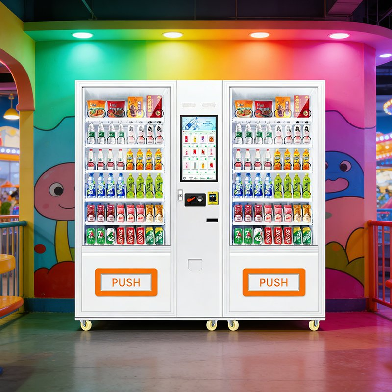 Smart Glass Front Beverage Snack Vending Machine with Cash Coin Card Payment