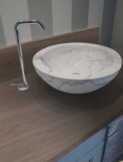 New Italian Bathroom Marble Stone White Above Counter Sink Kitchen Basin