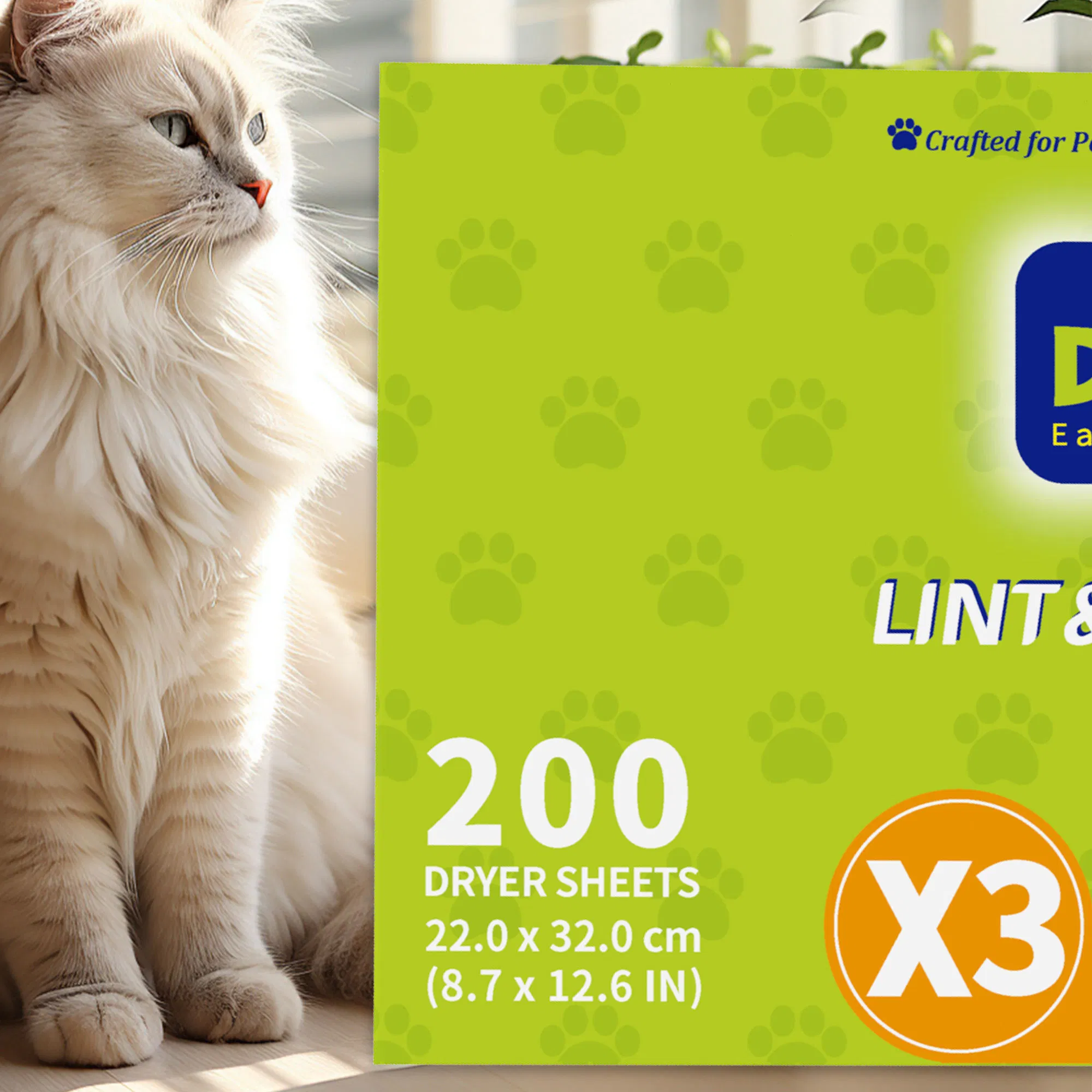 200PCS Eco-Friendly Pet Hair Removal Sheet Fabric Softener Dryer Sheet