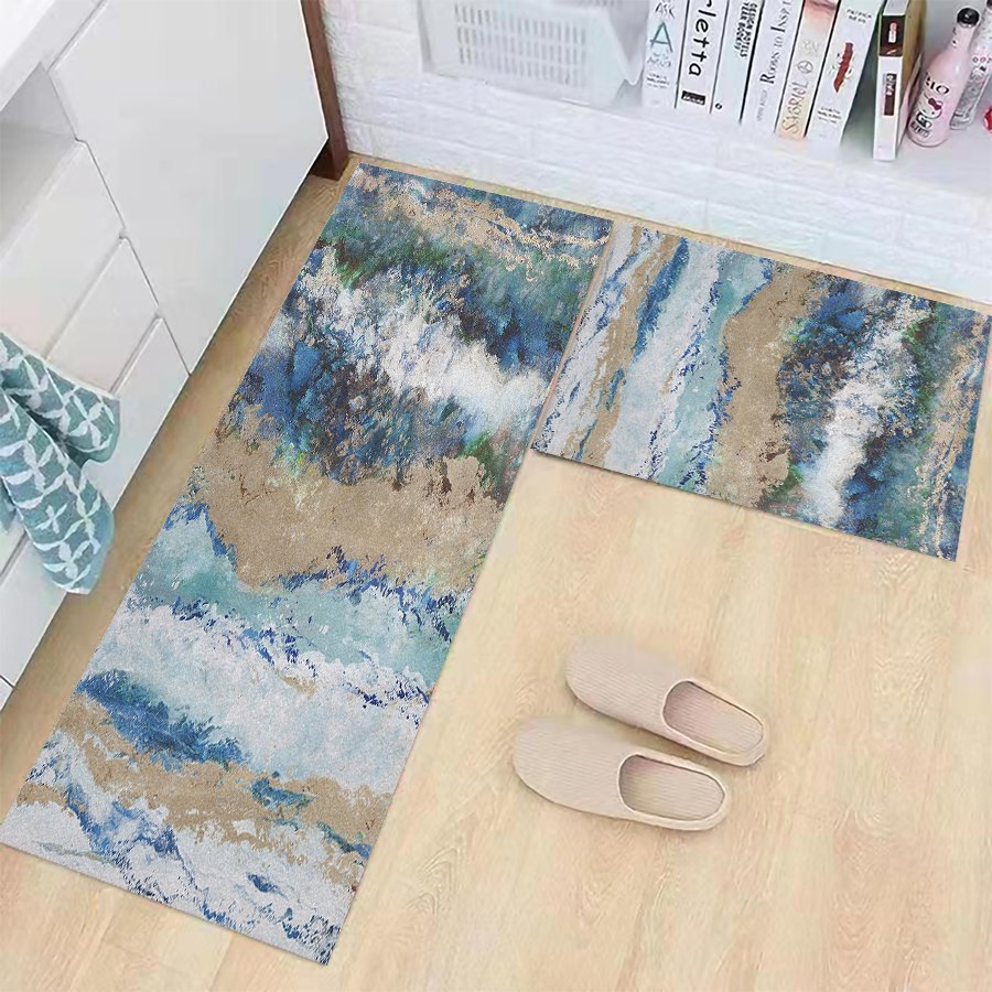 China OEM Service Standing Polyester Anti Slip Kitchen Print Rug 3D Carpet