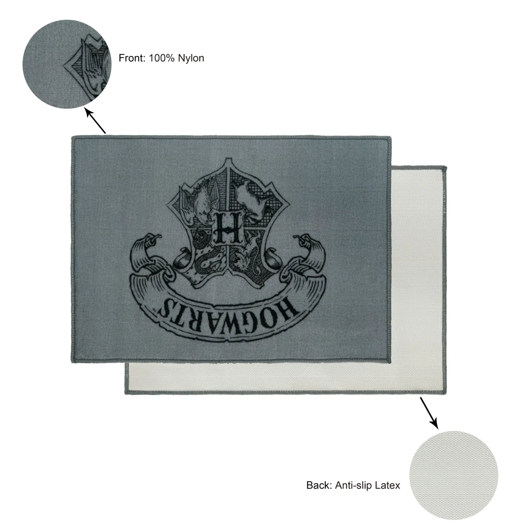 Printed Nylon+Latex Slip Resistant Rubber Backing Entryway Rug for Living Room