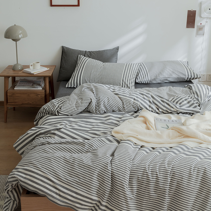 Zebra Striped Washed Cotton Comforter Bedding Set