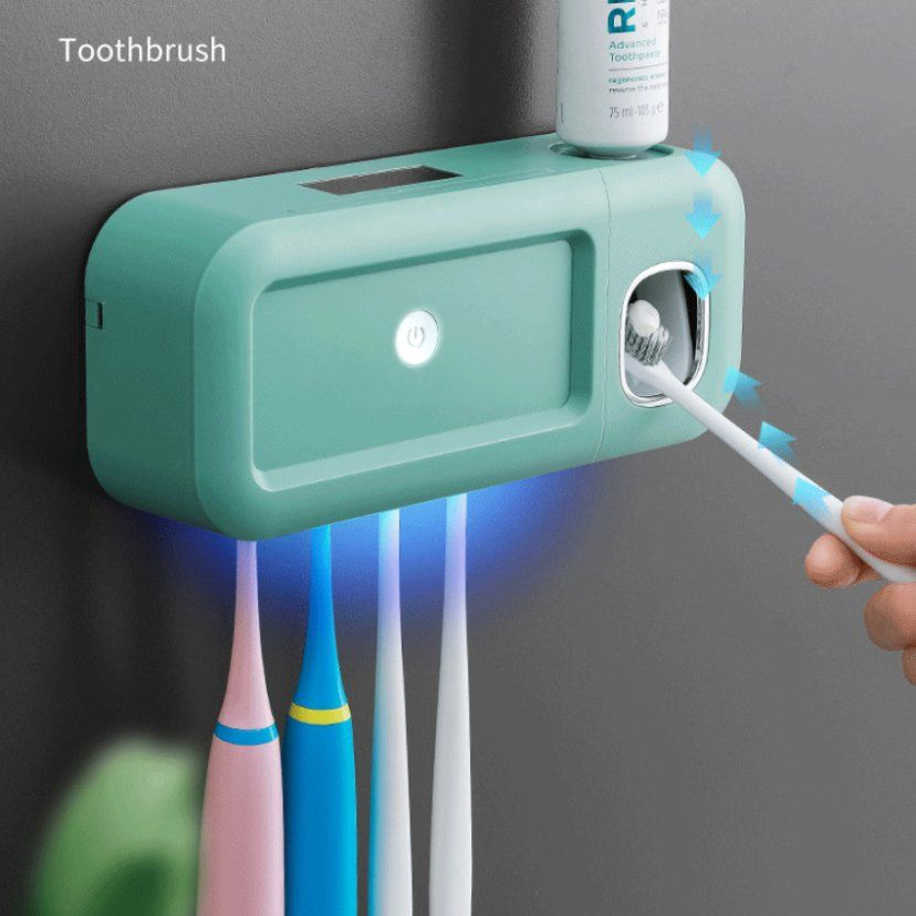 Smart UV Toothbrush Sterilizer, Punch-Free Sterilization and Deodorization, Automatic Toothpaste Electric Dispenser, Toothbrush Holder