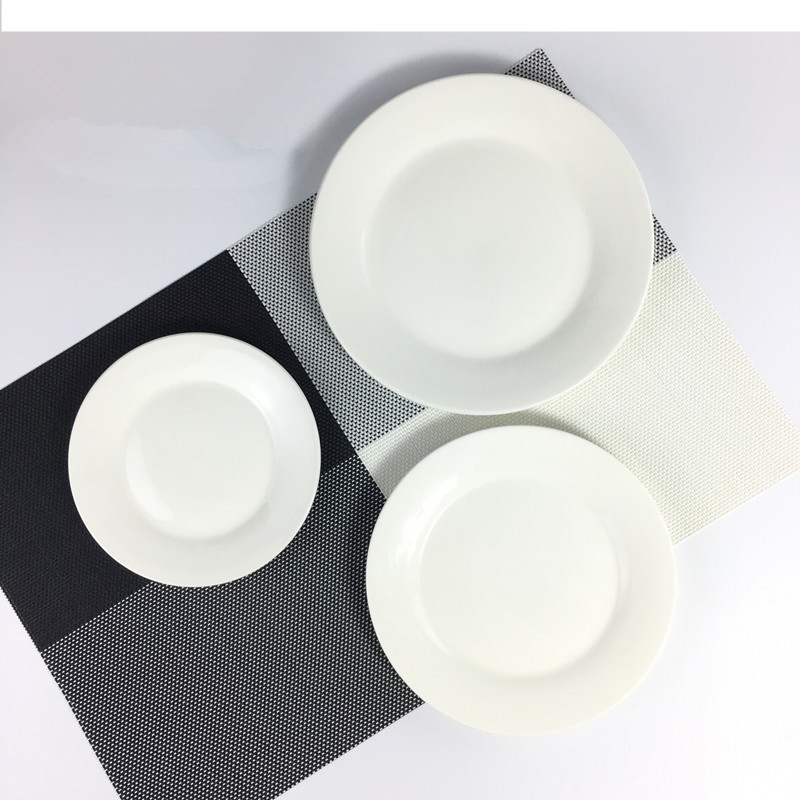Hyc-Plp02 Western-Style Pure White Ceramic Steak Shallow Dish Round Flat Plate for Wedding and Restaurant