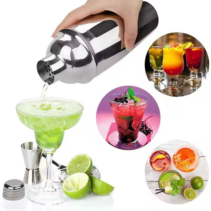 Eco-Friendly Best-Selling Bar Tools Stainless Steel Silver Gold Rose Gold 350ml 550ml Cocktail Shaker for Drink Mixing