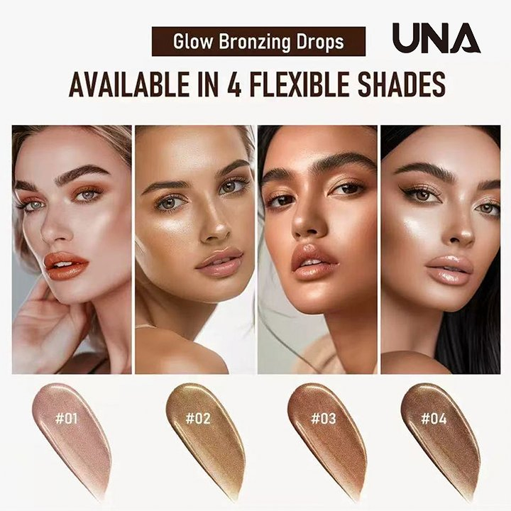 OEM Cosmetic Cream Bronzing Drops Highlighter Makeup for Skin Glow Custom Logo Vegan Face and Body Shimmer