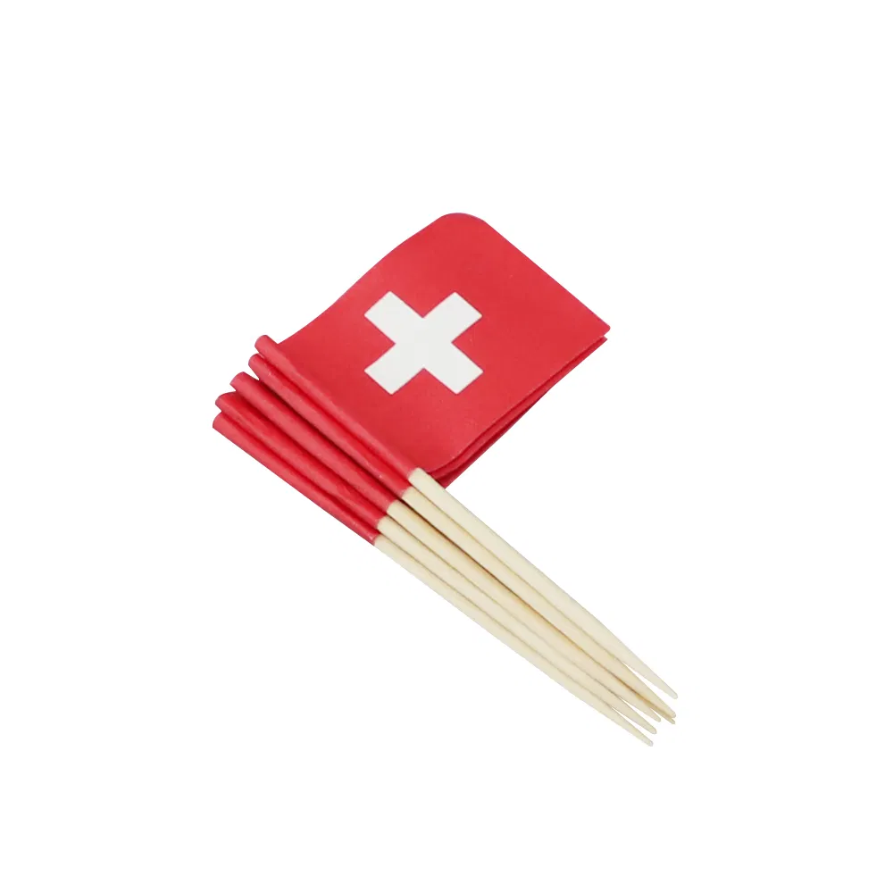 Custom 65mm Countries Sandwich Cake Decorations Wooden Toothpick Flag for Party