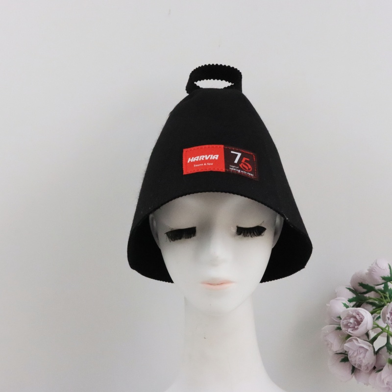 Wool Sauna Hat for Women and Men Ornament Banya Hat Embroidered Sauna Cap Bathhouse Hat for Sauna Accessory Sauna Gifts