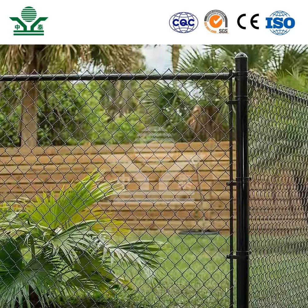 Zhongtai Anti-Climb Fence Chain Link Fence China Manufacturing PVC Coated Stadium Chain Link Fence 3.8mm Diameter 6FT Plastic Coated Stadium Chain Link Fence