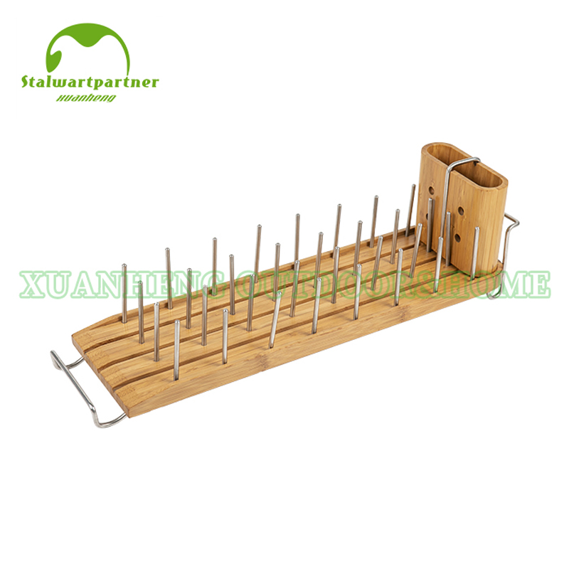 Elegant Wooden Bamboo Plate Dish Rack for Kitchen Organization