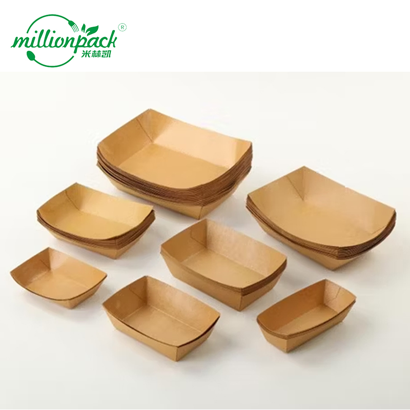 Heavy Duty Kraft Paper Boat Tray for Food Trucks Hot Cold Snack Serving Use