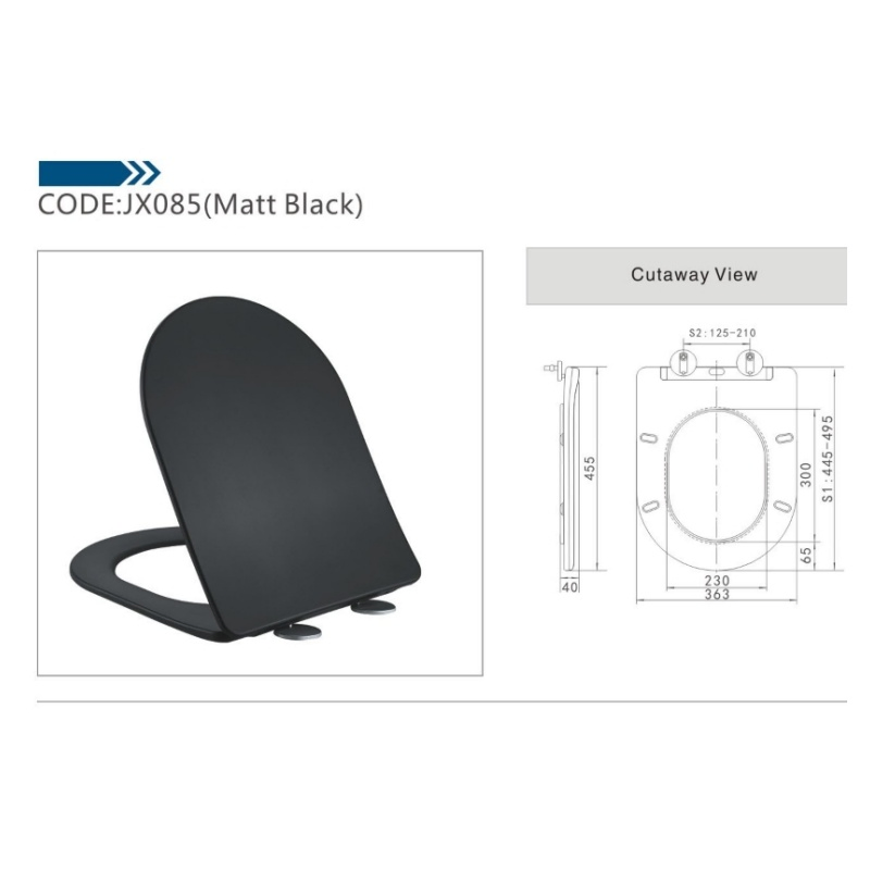 Soft Close Design UF Matte Black Toilet Seat Coverer Bidet Toilet Seat