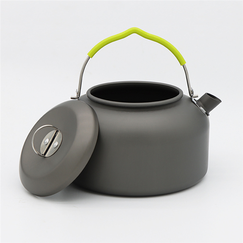Outdoor Portable Coffee Kettle Mini Camping Picnic Aluminum Water Pot Lightweight Teapot Environmental Tablewares with Silicon Handle for Hiking Fishing