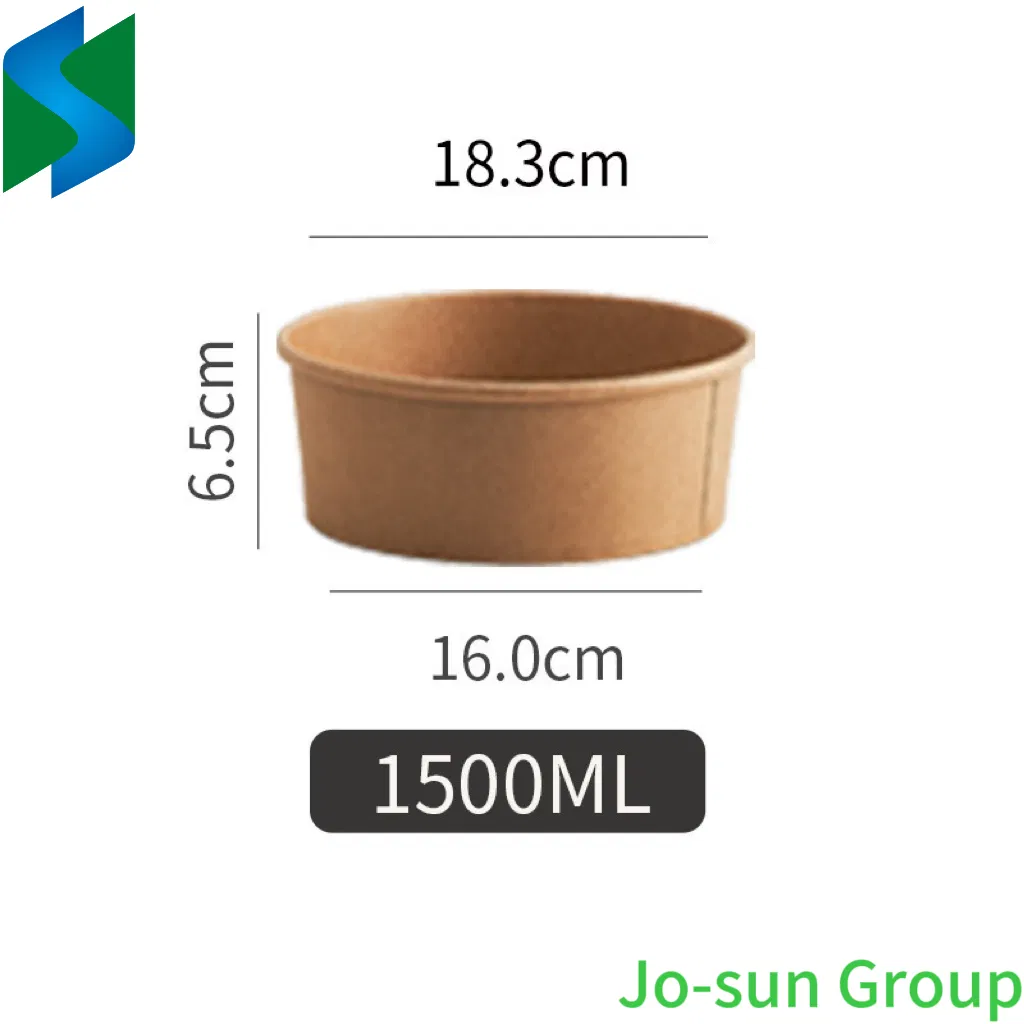 Biodegradable Disposable Customized Printed Fast Food Kraft Paper Salad Bowl with Lid