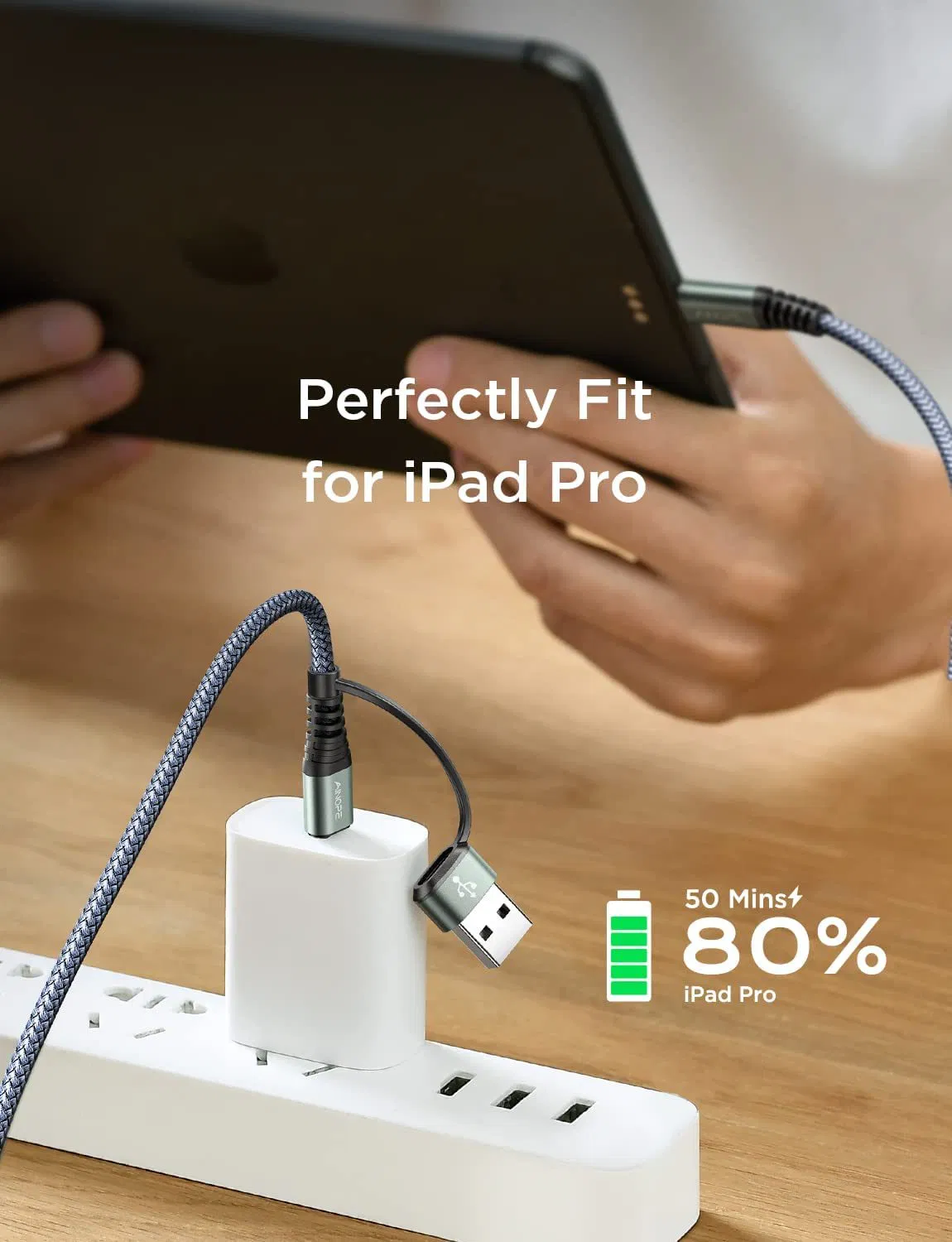 Кабель USB-A на Type-C 2в1 для быстрой зарядки и передачи данных