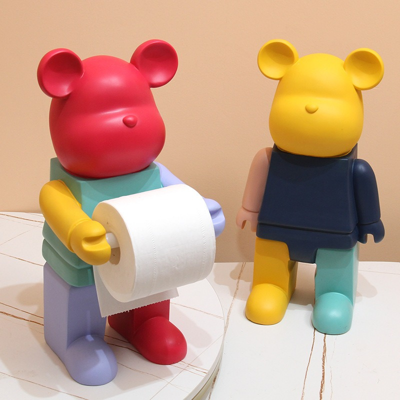 Bear Tissue Box Toilet Paper Roll Paper Holder Tube Bathroom Wall Hanging Wbb28385