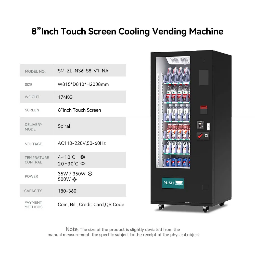 Street Supermarket 36-Slot Refrigerated Snack Durable with Credit Card Payment System