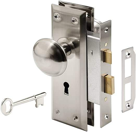 Keyed Indoor Mortise Keyed Lock Set with Gold Steel Knob Fits 1-3/8 in to 1-3/4 in. Interior Doors, Glass Door Knob