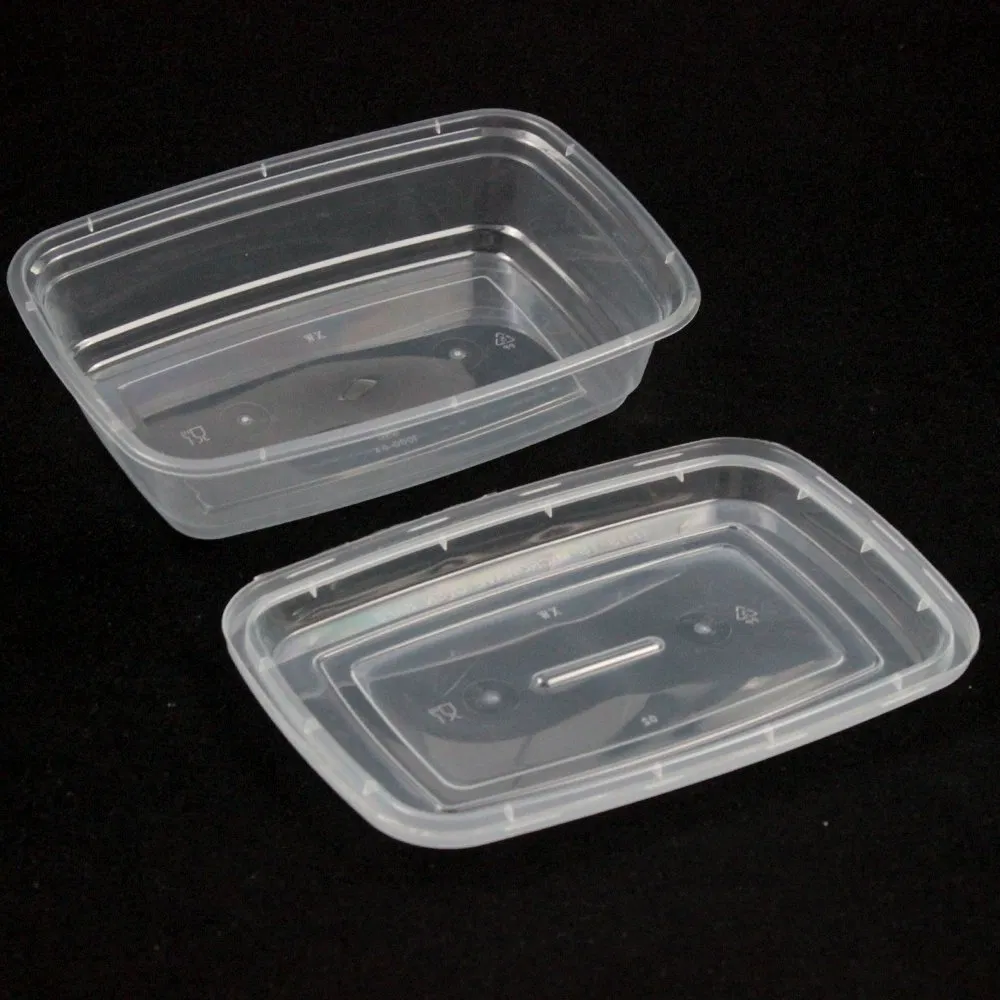 PP Plastic Box with Lid Transparent Disposable Plastic Tableware