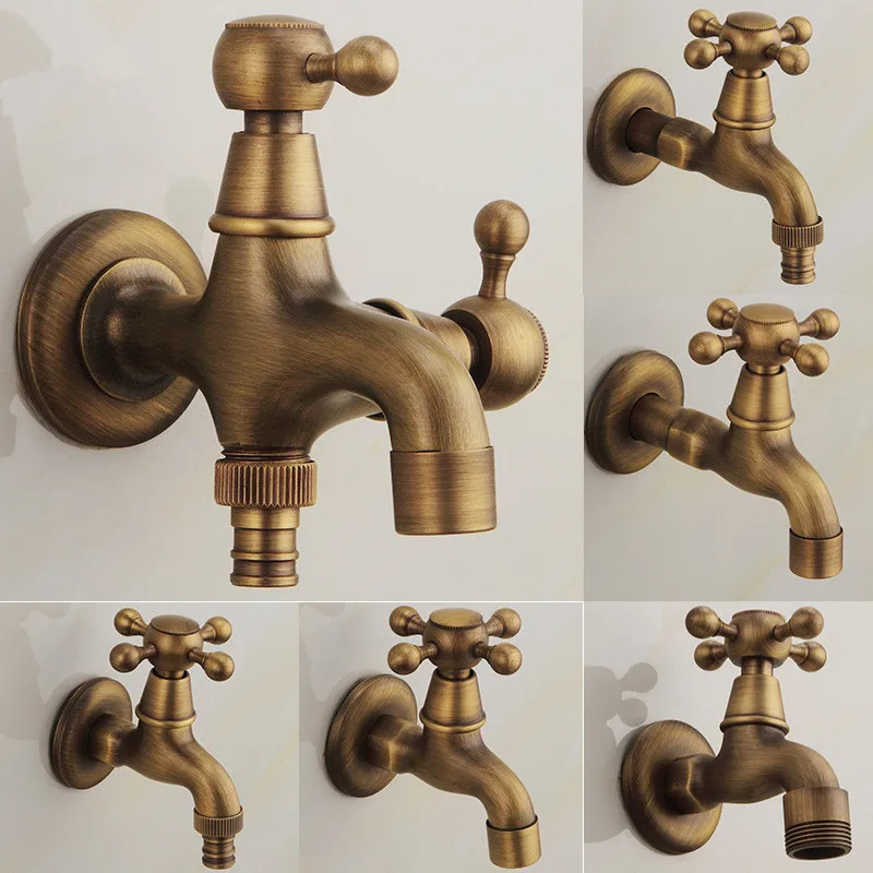 Antique Washing Machince Faucet Garden Bibcocks Tap Brass Dragon Carved Faucet Outdoor
