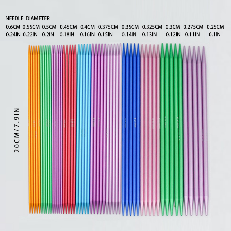 20cm Aluminum 2-Pointed Knitting Needles Set