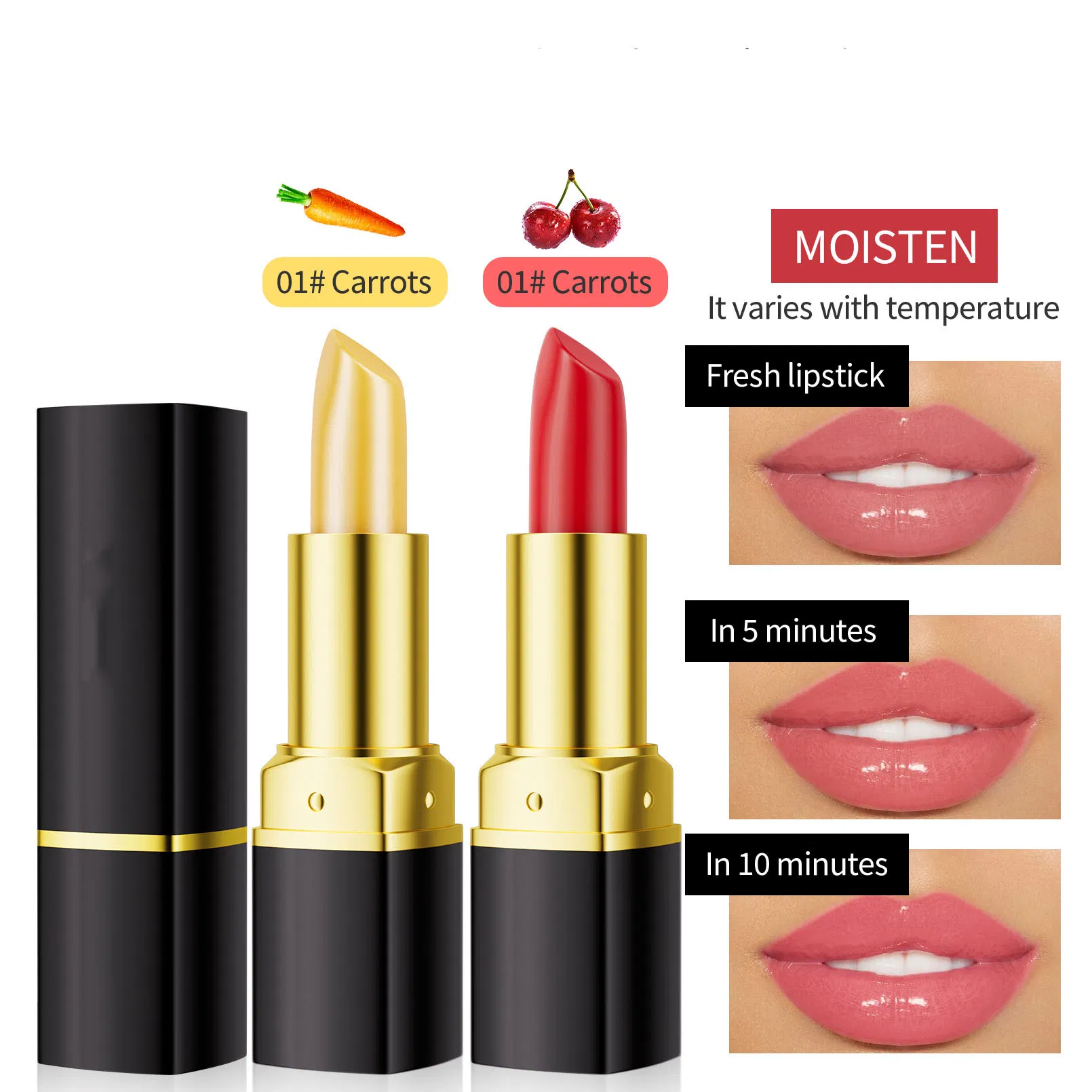 Color-Changing Lipstick with Carotene, Moisturizing and Hydrating for Women