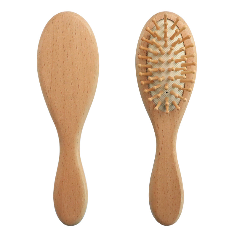 Wholesale 100% Natural Wooden Comb Set And Baby Goat Hair Brush