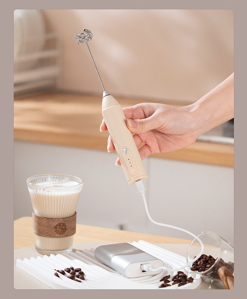 Kitchen Gift Matcha Milk Frother Whisk Mixer Electric Milk Frother Wand Stainless Steel Handheld Milk Frother Machine for Coffee