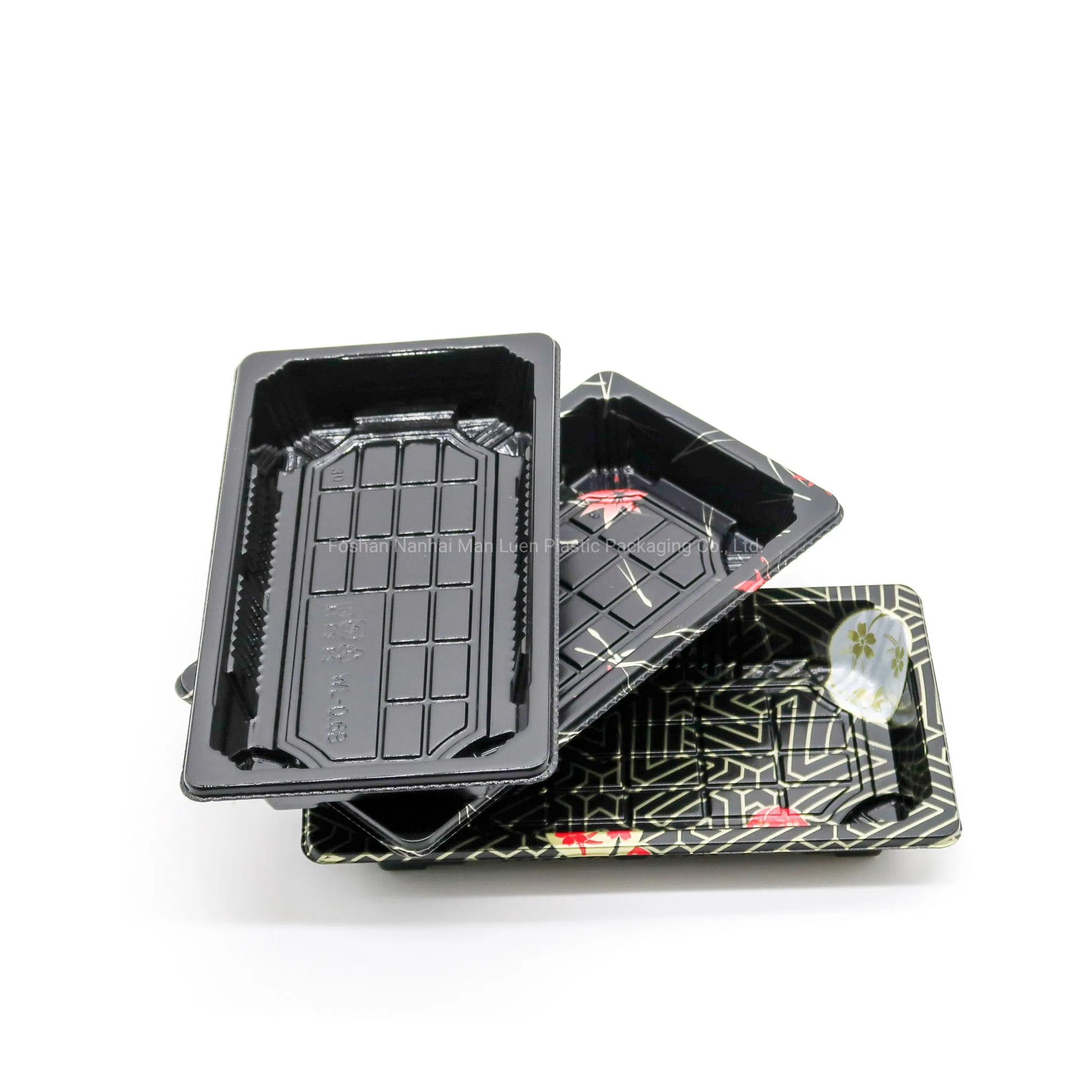 Health and Safety Disposable Desserts Food Container Plastic Sushi Food Packaging Takeaway Container Durable Rectangle Sushi Tray