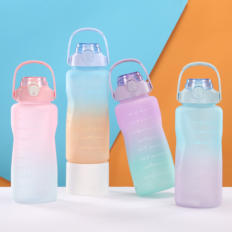 Amazon Hotselling Fitness Large Capacity Anti Drop Gradient Plastic Sports Water Bottle