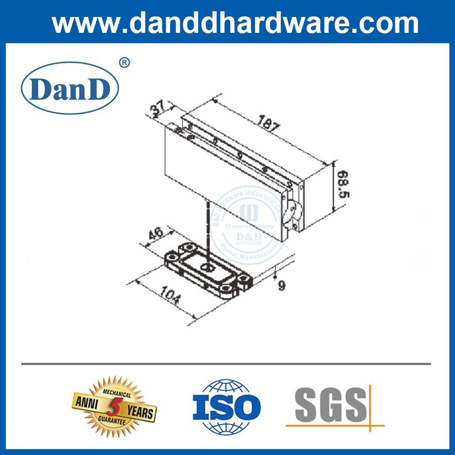 Commercial Glass Door Accessories Hydraulic Non Digging Floor Spring Hinge Patch Fitting