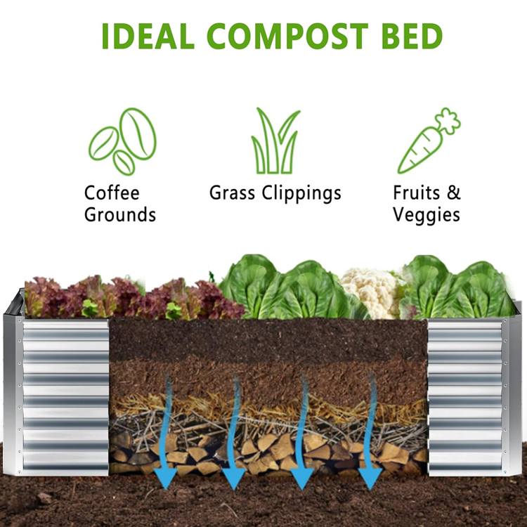Ящик для растений оцинкованный приподнятый