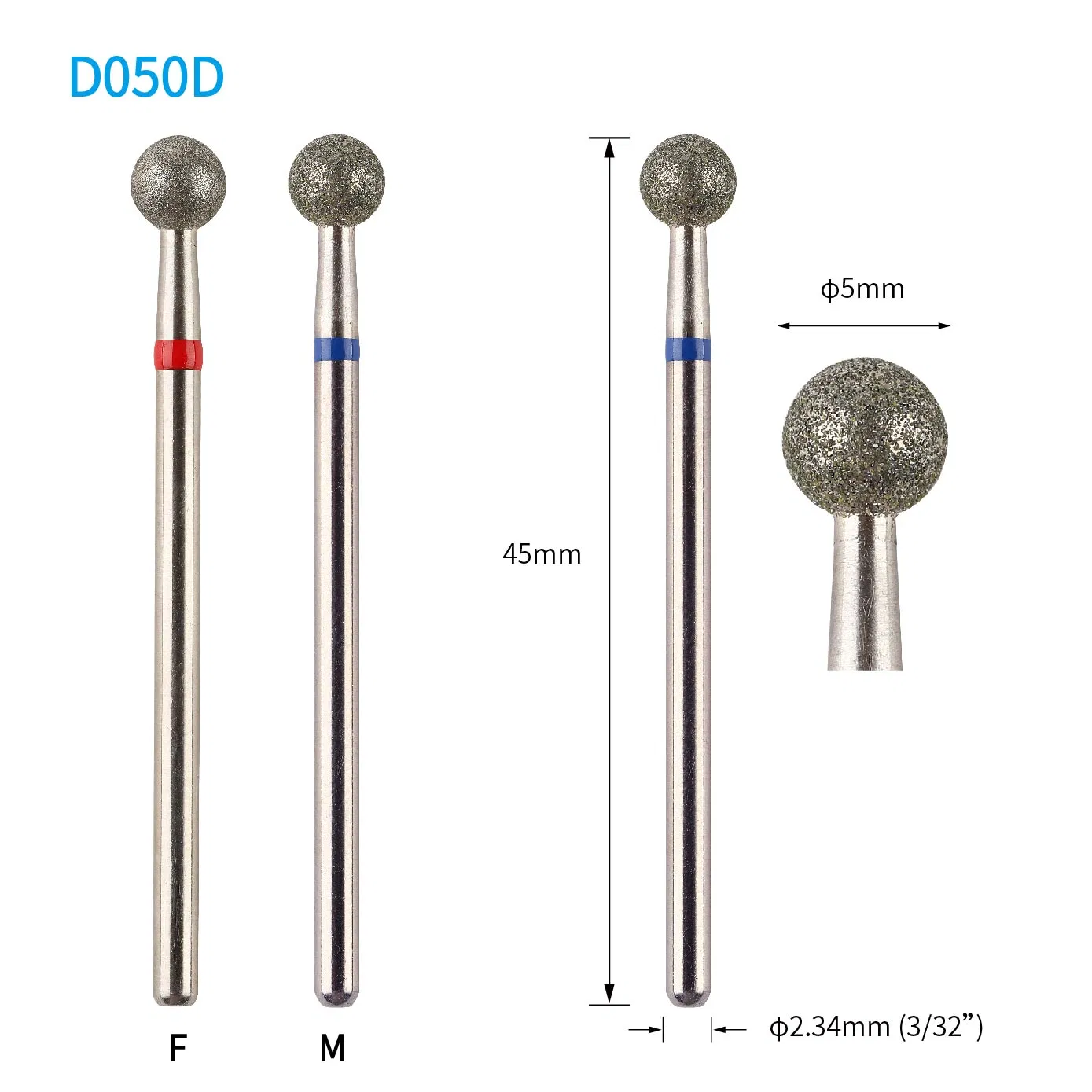 Big Round Ball Medium Fine Nail Art Technician Tool Diamond Nail Drill Burr Bit