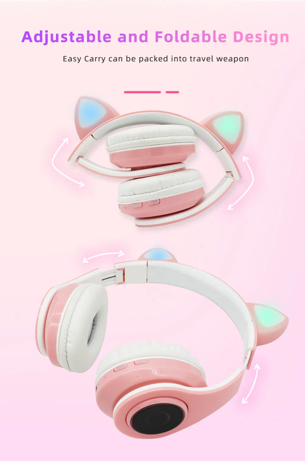 Cute Cat Ears New Gaming Stereo Computer Phone Music Headset Wireless Headphones
