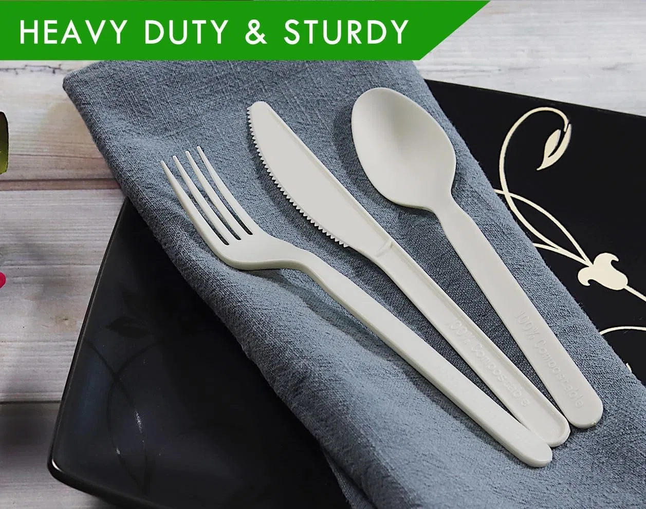 OEM ODM Customized Biodegradable Eco-Friendly Disposable Cutlery Tableware Set