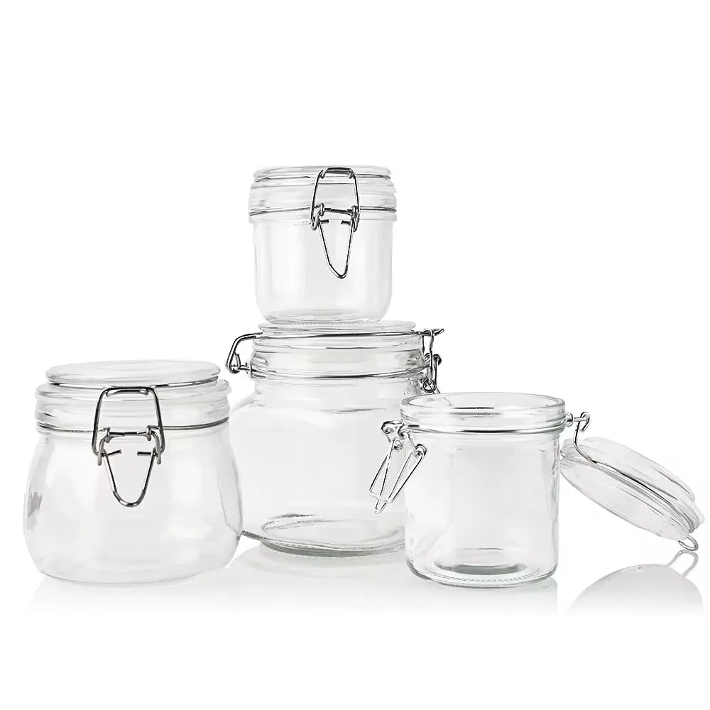 Factory Direct 500ml Glass Jar with Airtight Clamp Lid for Storing Cookies Candies Honey Other Items