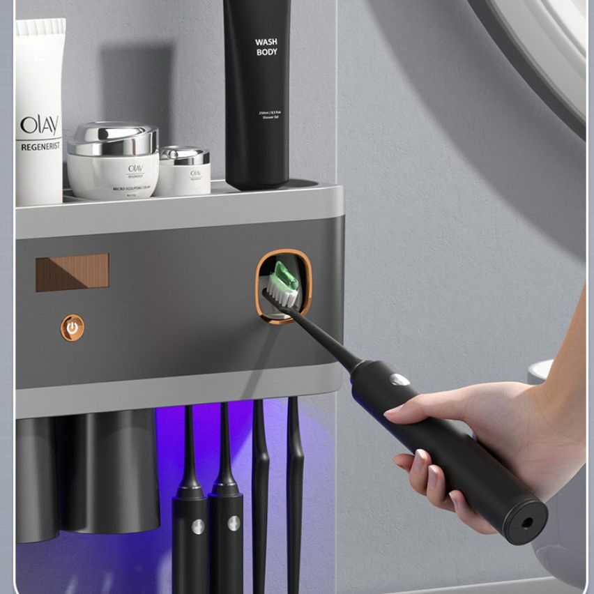 OEM UV Tooth Disinfection Intelligent Traceless Punch-Free Toothbrush Sterilizer Wall-Mounted Toothbrush Holder