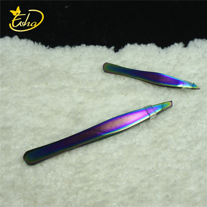 High Precision Squared Slanted Eyelash Extension Fantasy Eyebrow Tweezers Pointed Eyelash Tweezers