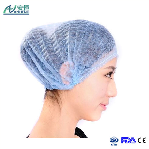 Non-Woven Hair Clip Net Working Nurse Ponytail Mob Cap Disposable Medical Scrub Bouffant Cap with Elastic for Doctor/Surgeon/Nurse/Worker