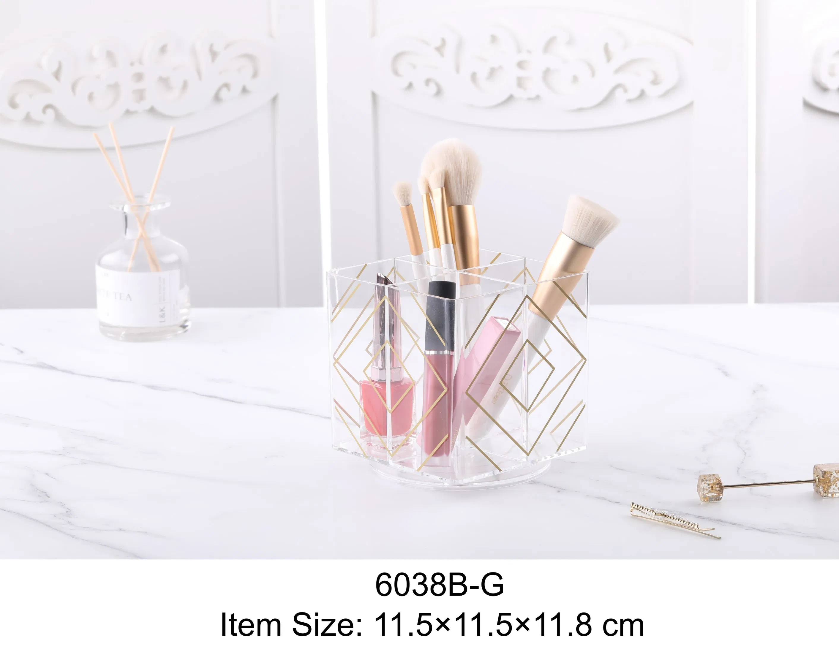 Rainbow Color Desktop Makeup Storage Multi Use Organizer with Spinning Base