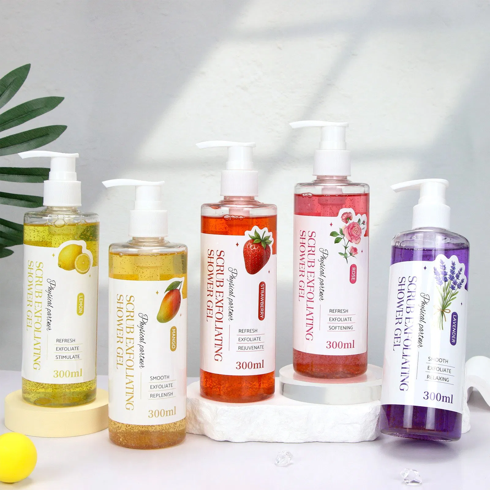 Beauty Cosmetics Body Cleaning Whitening Five Flavors Scrub Exfoliating Shower Gel