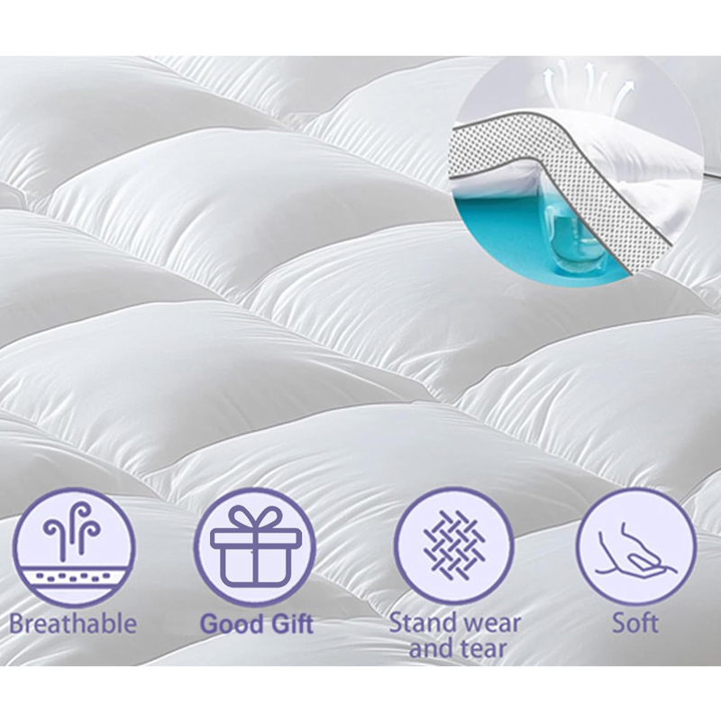 Shredded Memory Foam Mattress Topper Cooling Pressure Relieving Bed Topper with Secure Strap Design for Back Pain