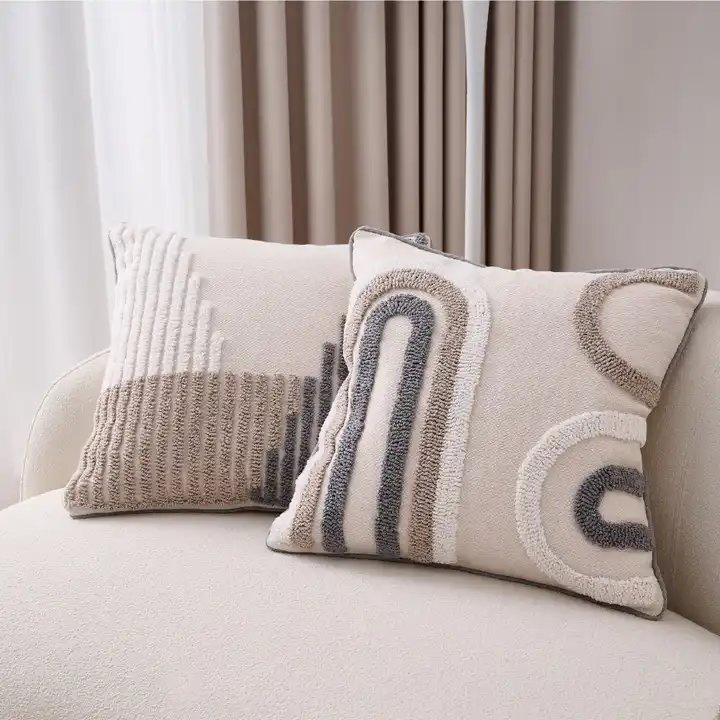Xinlan New Nordic Vintage National Wind Circle Pile Pillow Cover Furniture Living Room Sofa Cushion Cover Backrest Cover